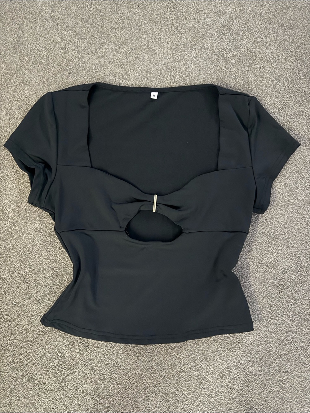 Black Cutout Short Sleeve Women's Top